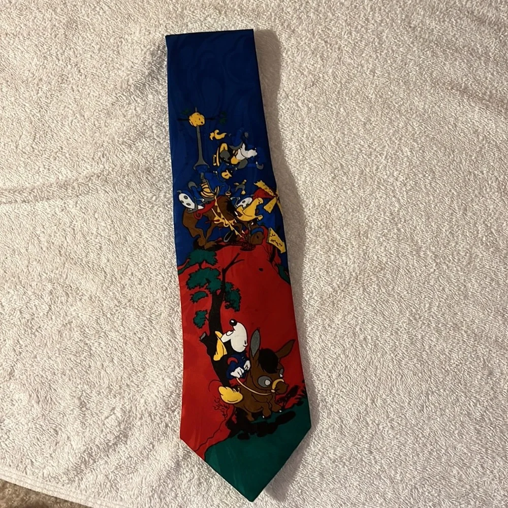 VTG Disney Mickey Unlimited Retro Dapper Goofy Novelty Necktie Don Quixote 90s